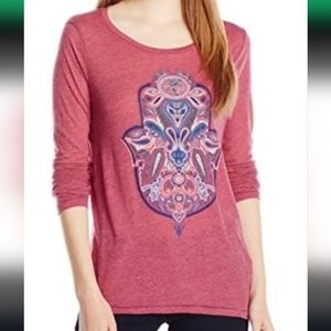 Lucky Brand Lotus Hamsa Hand Long Sleeve Sleeve T Shirt Tee Top Boho